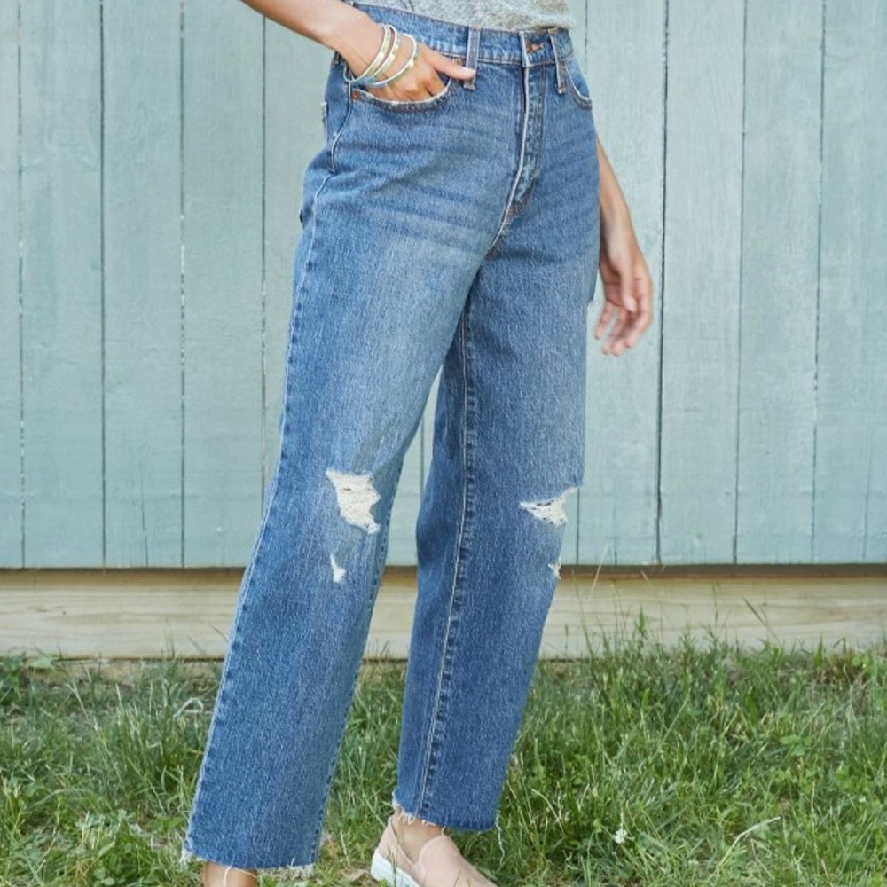 High waisted straight jeans